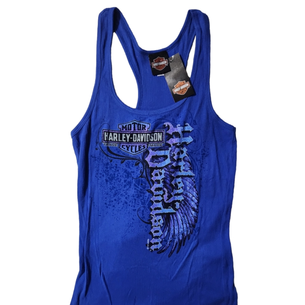 New Harley-davidson women's dazzling blue tank. Large